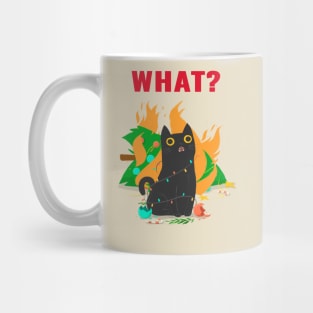 What? Cat with burning christmas tree Mug